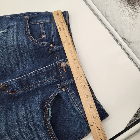 NO BOUNDARIES SZ 11 Juniors Hi Rise Destructed Jean Shorts Button Fly Cut Off - Picture 8 of 10